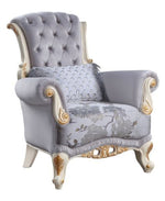 Galelvith Gray Fabric Chair with Gold Accent Trim