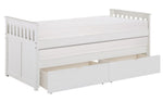 Galen White Wood Twin Bed with Trundle & Storage