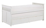 Galen White Wood Twin Bed with Trundle & Storage