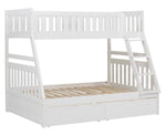 Galen White Wood Twin/Full Bunk Bed with Storage