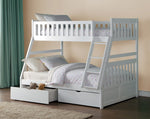 Galen White Wood Twin/Full Bunk Bed with Storage