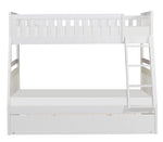 Galen White Wood Twin/Full Bunk Bed with Twin Trundle