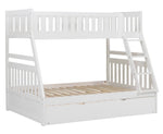 Galen White Wood Twin/Full Bunk Bed with Twin Trundle