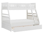 Galen White Wood Twin/Full Bunk Bed with Twin Trundle