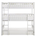 Galen White Wood Twin Triple Bunk Bed