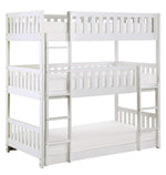 Galen White Wood Twin Triple Bunk Bed