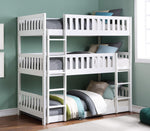 Galen White Wood Twin Triple Bunk Bed