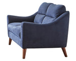 Gano 3-Pc Navy Blue Woven Fabric Sofa Set