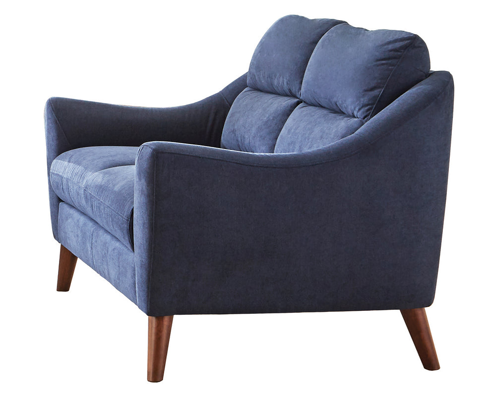 Gano Navy Blue Woven Fabric Loveseat