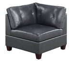 Gargi Black Leather Modular Sectional with Ottoman