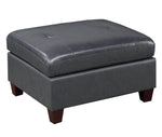 Gargi Black Leather Modular Sectional with Ottomans