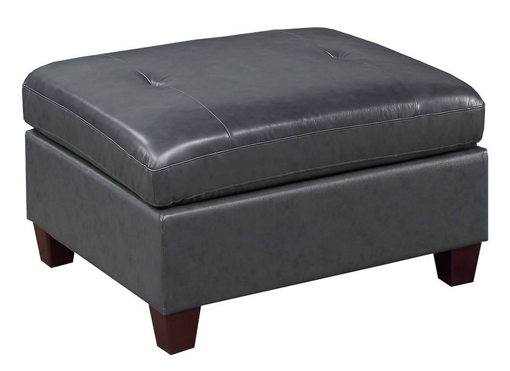 Gargi Black Leather Ottoman