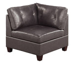 Gargi Dark Coffee Leather Modular Sectional with Ottoman