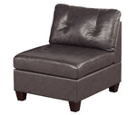 Gargi Dark Coffee Leather Modular Sectional with Ottoman