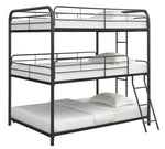 Garner Gunmetal Finish Steel Full Triple Bunk Bed