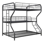 Garner Gunmetal Finish Steel Full/Twin/Full Triple Bunk Bed