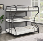 Garner Gunmetal Finish Steel Full/Twin/Full Triple Bunk Bed