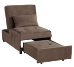 Garrell Brown Velvet Fabric Bench with Pull-Out Bed