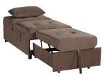 Garrell Brown Velvet Fabric Bench with Pull-Out Bed