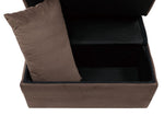 Garrell Brown Velvet Fabric Bench with Pull-Out Bed