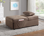 Garrell Brown Velvet Fabric Bench with Pull-Out Bed