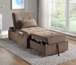 Garrell Brown Velvet Fabric Bench with Pull-Out Bed