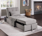 Garrell Brownish Gray Velvet Bench with Pull-Out Bed