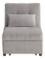 Garrell Brownish Gray Velvet Bench with Pull-Out Bed