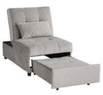 Garrell Brownish Gray Velvet Bench with Pull-Out Bed