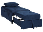 Garrell Dark Blue Velvet Fabric Bench with Pull-Out Bed