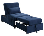 Garrell Dark Blue Velvet Fabric Bench with Pull-Out Bed