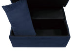 Garrell Dark Blue Velvet Fabric Bench with Pull-Out Bed