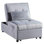 Garrell Gray Velvet Fabric Bench with Pull-Out Bed