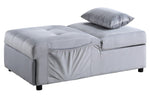 Garrell Gray Velvet Fabric Bench with Pull-Out Bed