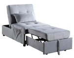 Garrell Gray Velvet Fabric Bench with Pull-Out Bed