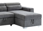 Gary 2-Pc Dark Grey Chenille RAF Sectional Sofa Bed