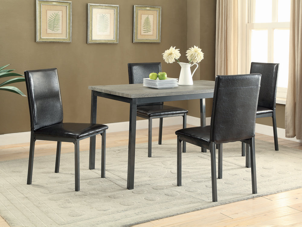 Garza 5-Pc Grey Wood/Black Metal Dining Table Set