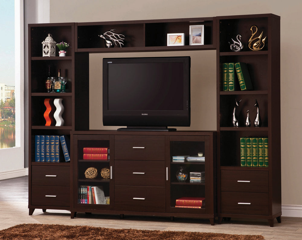 Geltrude Contemporary Cappuccino Wood Entertainment Center