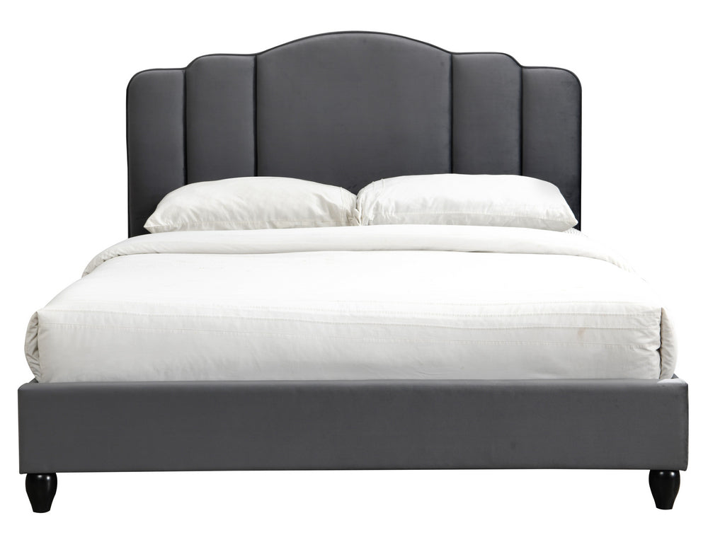 Giada Charcoal Fabric Queen Bed with Channel Tufted Headboard