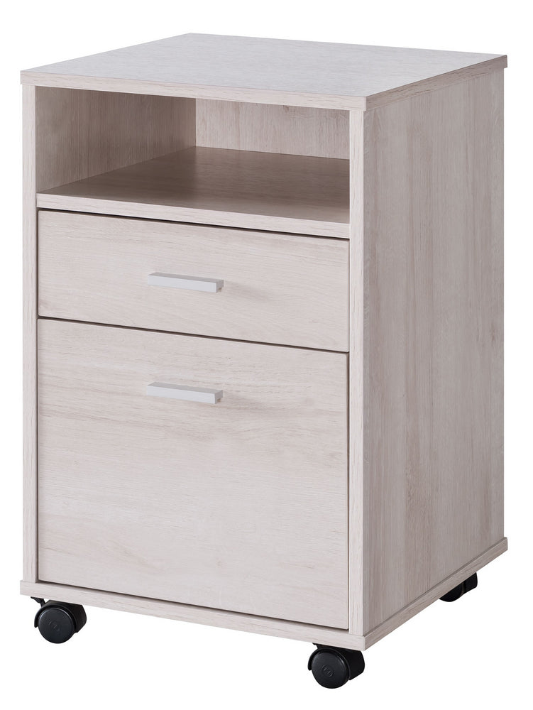 Giada White Oak Wood 2-Drawer File Cabinet with Shelf