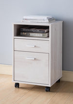 Giada White Oak Wood 2-Drawer File Cabinet with Shelf