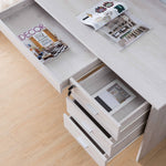 Giada White Oak Wood Writing Desk with 3 Lockable Drawers