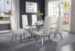 Gianna 2 White PU Leather/Silver Metal Side Chairs