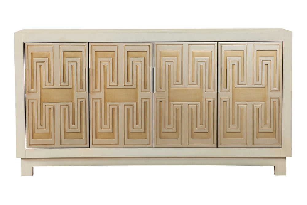 Giralda White/Gold/Silver Wood 4-Door Accent Cabinet