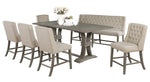 Gisselle 7-Pc Rustic Gray Wood/Beige Linen Counter Height Table Set