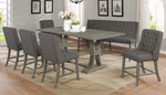 Gisselle 7-Pc Rustic Gray Wood/Gray Linen Counter Height Table Set