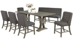 Gisselle 7-Pc Rustic Gray Wood/Gray Linen Counter Height Table Set