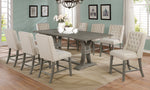 Gisselle 9-Pc Rustic Gray Wood/Beige Linen Counter Height Table Set