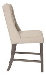 Gisselle 2 Beige Linen/Rustic Gray Wood Counter Height Chairs