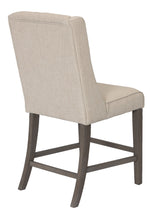 Gisselle 2 Beige Linen/Rustic Gray Wood Counter Height Chairs